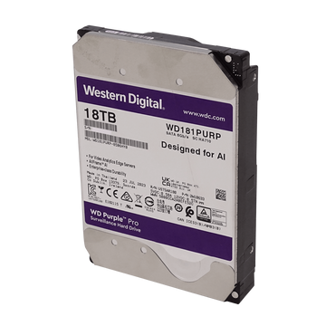 Disco Duro 18TB Western Digital Purple Videovigilancia 512MB 7200RPM 3,5 SATA 6GB/S - WD181PURP